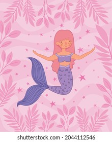 nice purple mermaid with plants