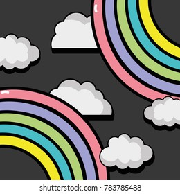 nice rainbow with cloud background design