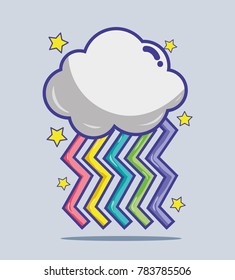 nice rainbow with cloud and stars design