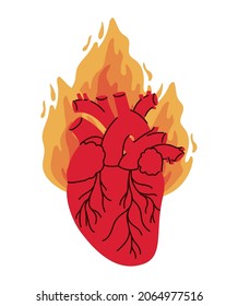nice realistic heart on fire