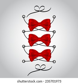 Nice red bow on the  grey background
