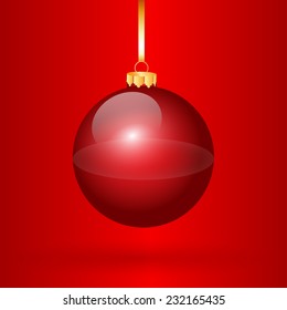 Nice red christmas balls on the red background