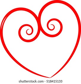 Nice red heart made of spirals