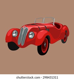 Nice retro red race car isolated. Vector illustrations