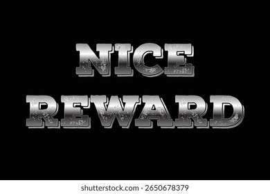 Nice Reward Metallic Text on Black Background (Texto metálico da recompensa no plano de fundo preto)