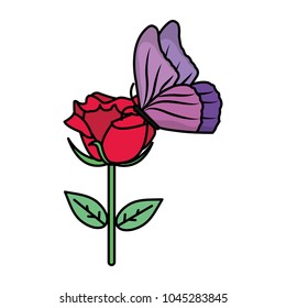 nice rose with petals design and butterfly