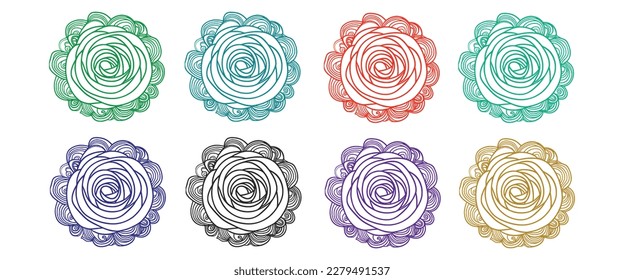 Nice Roses  Vector artwork coloring page, coloring book, black outline hand drawn sketch. Vector element for natural, wedding design, plant, botanical illustration, coloring book, line art.