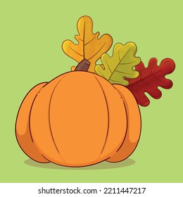 a nice round orange pumpkin, on a green background