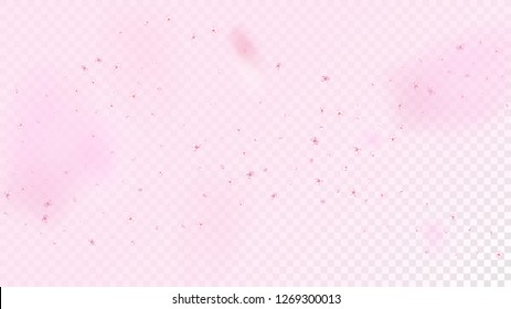 Nice Sakura Blossom Isolated Vector. Spring Flying 3d Petals Wedding Paper. Japanese Style Flowers Wallpaper. Valentine, Mother's Day Watercolor Nice Sakura Blossom Isolated on Rose