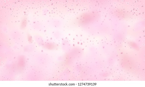 Nice Sakura Blossom Isolated Vector. Realistic Showering 3d Petals Wedding Pattern. Japanese Funky Flowers Illustration. Valentine, Mother's Day Watercolor Nice Sakura Blossom Isolated on Rose