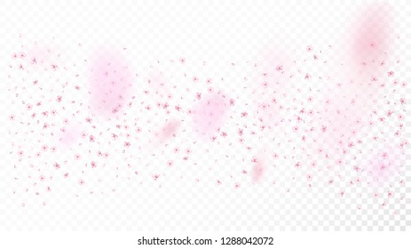 Nice Sakura Blossom Isolated Vector. Realistic Flying 3d Petals Wedding Paper. Japanese Style Flowers Illustration. Valentine, Mother's Day Pastel Nice Sakura Blossom Isolated on White