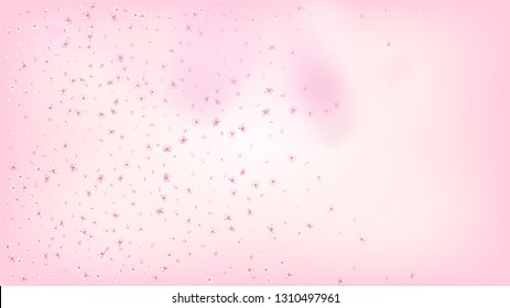 Nice Sakura Blossom Isolated Vector. Spring Falling 3d Petals Wedding Pattern. Japanese Beauty Spa Flowers Illustration. Valentine, Mother's Day Watercolor Nice Sakura Blossom Isolated on Rose
