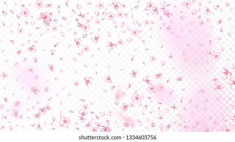 Bonita flor de Sakura Vector aislado. Papel de Boda de pétalos 3d de caída de primavera. Fondo de pantalla japonés de flores de spa de belleza. San Valentín, Día de la Madre Primavera Bonita flor de Sakura aislada en blanco