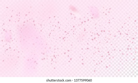 Nice Sakura Blossom Isolated Vector. Summer Blowing 3d Petals Wedding Paper. Japanese Style Flowers Illustration. Valentine, Mother's Day Summer Nice Sakura Blossom Isolated on Rose