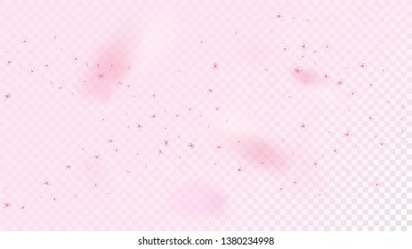 Nice Sakura Blossom Isolated Vector. Realistic Blowing 3d Petals Wedding Frame.  