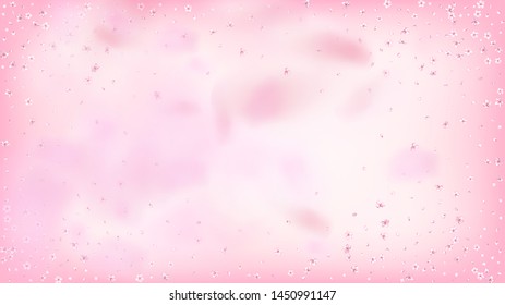 Nice Sakura Blossom Isolated Vector. Magic Flying 3d Petals Wedding Design. Japanese Beauty Spa Flowers Illustration. Valentine, Mother's Day Pastel Nice Sakura Blossom Isolated on Rose