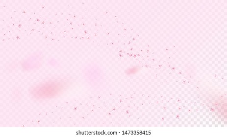Nice Sakura Blossom Isolated Vector. Magic Showering 3d Petals Wedding Pattern. Japanese Beauty Spa Flowers Illustration. Valentine, Mother's Day Realistic Nice Sakura Blossom Isolated on Rose