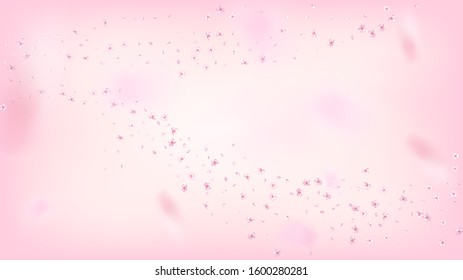 Nice Sakura Blossom Isolated Vector. Watercolor Blowing 3d Petals Wedding Paper. Japanese Funky Flowers Wallpaper. Valentine, Mother's Day Feminine Nice Sakura Blossom Isolated on Rose