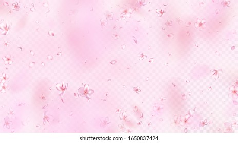 Niza Sakura Blossom Vector Aislado. Hermoso Motivo De Boda De Petales 3D. Ilustración De Flores De Gradiente Japonesas. San Valentín, la flor del Sakura de Niza Femenina aislada en Rose