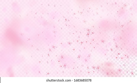 Nice Sakura Blossom Isolated Vector. Spring Blowing 3d Petals Wedding Design. Japanese Funky Flowers Illustration. Valentine, Mother's Day Tender Nice Sakura Blossom Isolated on Rose