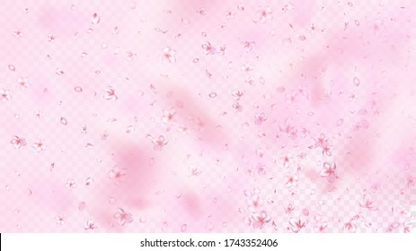 Bonito Vector Aislado Sakura Blossom. Patrón de bodas de mantas 3d volando mágico. Ilustración De Flores De Estilo Japonés. San Valentín, la acuarela del Día de la Madre, la explosión de Sakura en Niza aislada en rosa