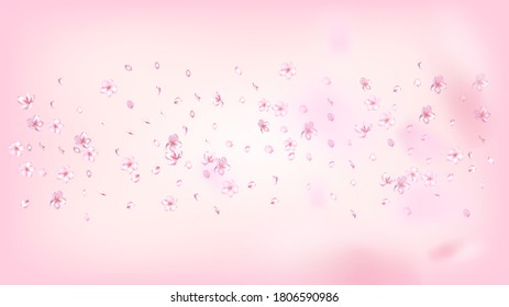 Nice Sakura Blossom Isolated Vektor. Magische Fallende 3D-Petalen Hochzeitstextur. Tapete im japanischen Stil mit Blumen. Valentine, Muttertagsvertender Nice Sakura Blossom einzeln auf Rose