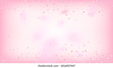 Nice Sakura Blossom Isolated Vector. Watercolor Showering 3d Petals Wedding Pattern. Japanese Gradient Flowers Illustration. Valentine, Mother's Day Pastel Nice Sakura Blossom Isolated on Rose