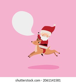 nice santa card with reindeer