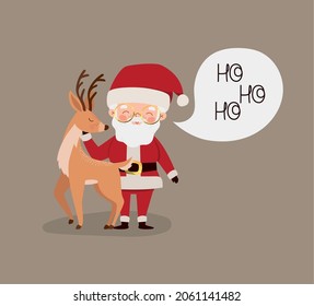 nice santa design with reindeer