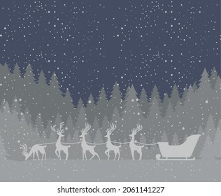 nice santa sleigh on forest