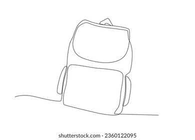 Una bonita mochila. Dibujo de una línea de bolso escolar