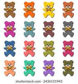 Bonito álbum de recortes ositos de peluche sobre fondo blanco decoración de arte sticher diseño conjunto colección	
