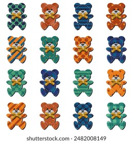 Bonito álbum de recortes ositos de peluche sobre fondo blanco decoración de arte sticher diseño conjunto colección	
