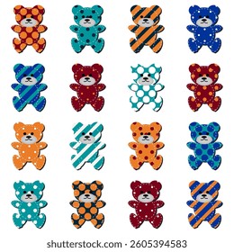 Nice scrapbook teddy bears on white background art decor sticher design set collection
