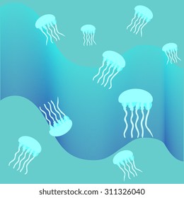 Nice sea background with jellyfish