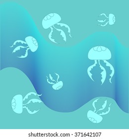 Nice sea picture with jellyfish
