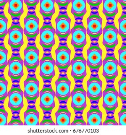 Nice seamless pattern with abstract details. Elements are located geometrically. Background is orange.