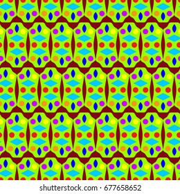 Nice seamless pattern with abstract details. Elements are located geometrically. Background is burgundy.