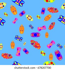 Nice seamless pattern with abstract details. Elements are located geometrically. Background is blue.