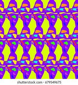Nice seamless pattern with abstract details. Elements are located geometrically. Background is green