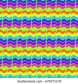 Nice seamless pattern with abstract details. Elements are located geometrically. Background is green
