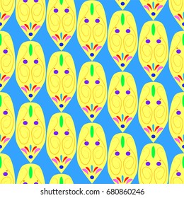 Nice seamless pattern with abstract details. Elements are located geometrically. Background is azure.