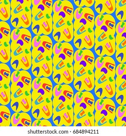 Nice seamless pattern with abstract details. Elements are located geometrically. Background is blue.