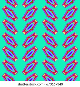 Nice seamless pattern with abstract elements. Items placement angular. Background is turquoise.