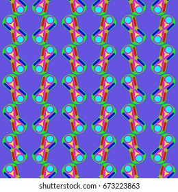 Nice seamless pattern with abstract elements. Items placement angular. Background is violet.