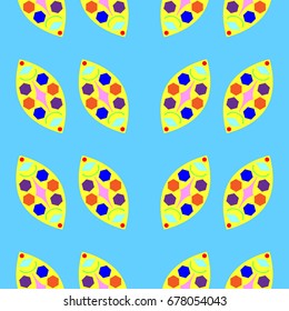 Nice seamless pattern with abstract elements. Items placement angular. Background is azure.