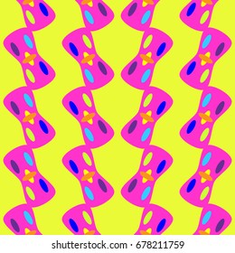 Nice seamless pattern with abstract elements. Items placement angular. Background is lemon color.