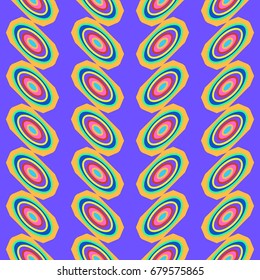 Nice seamless pattern with abstract elements. Items placement angular. Background is violet.