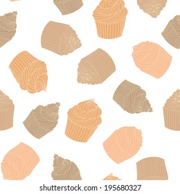 Nice seamless pattern with cup cakes made in vector