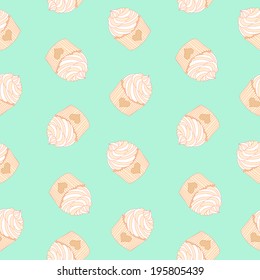 Nice seamless pattern with cup cakes made in vector